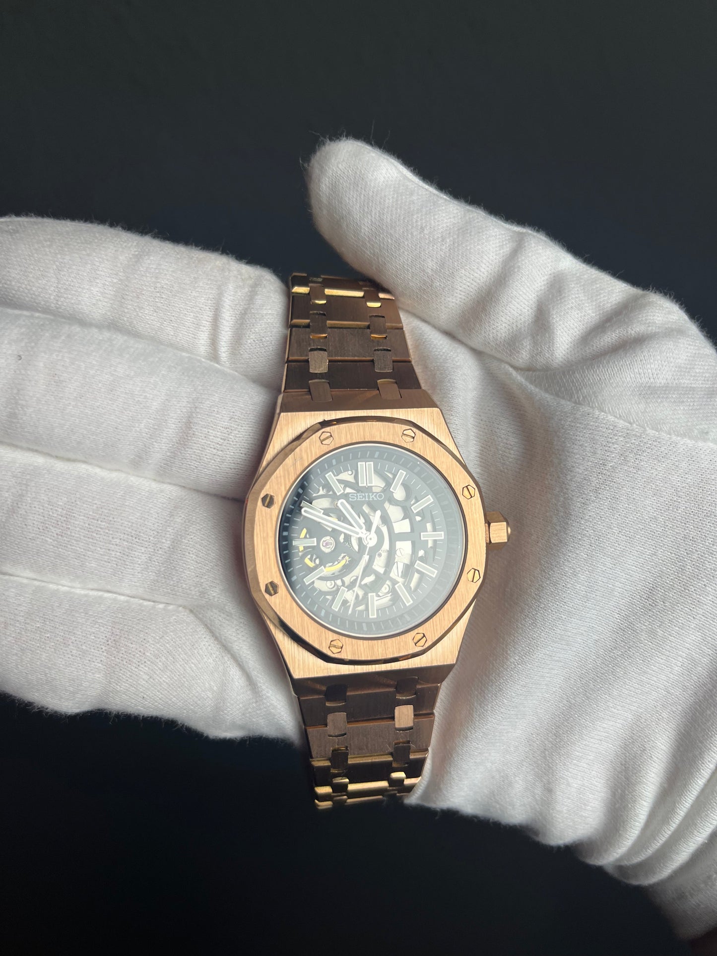 Seikoak Rose Gold Skeleton Mod
