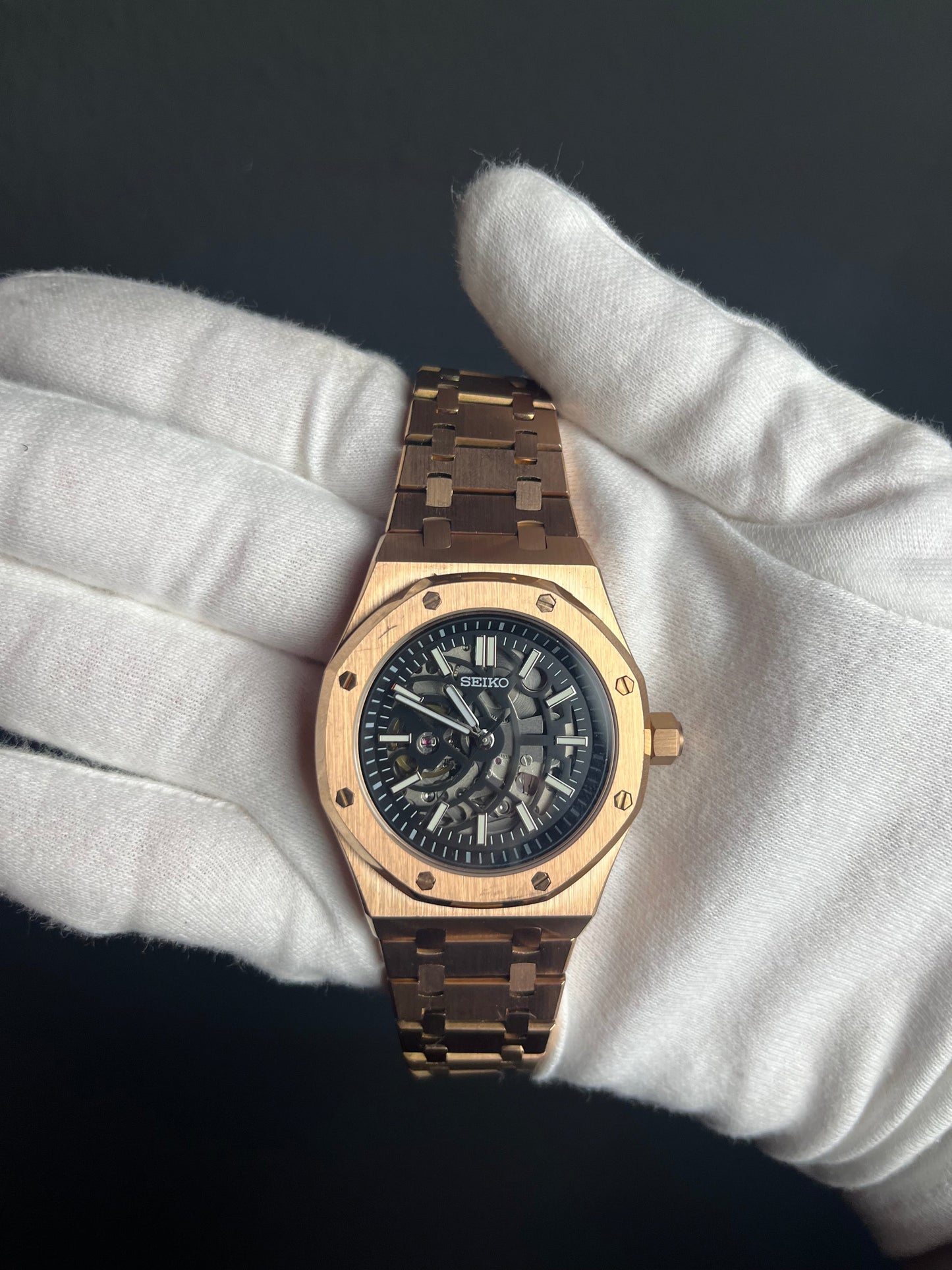 Seikoak Rose Gold Skeleton Mod